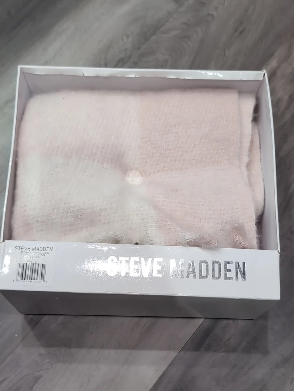 Steve Madden Pale Pink Fuzzy Knit Scarf